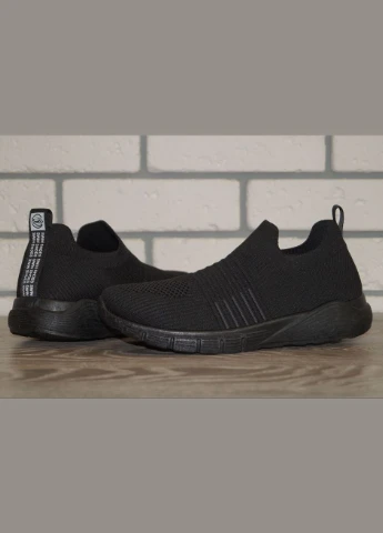 Чорні Осінні кросівки підліткові текстильні без шнурків чорні SWIN SHOES