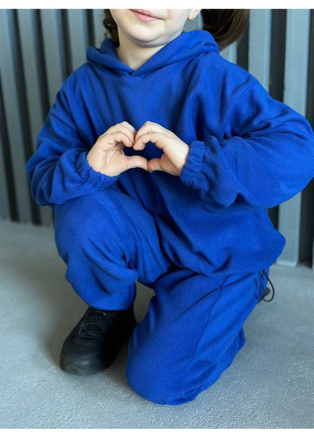 Синий демисезонный костюм базовый детский унисекс,двусторонний флис,не кшлатиться,не линяет,кофта с капюшоном и брюки Україна