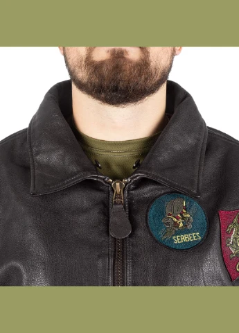 Куртка лётная кожанная Sturm Flight Jacket Top Gun Leather with Fur Collar Black Mil-Tec (315821905)