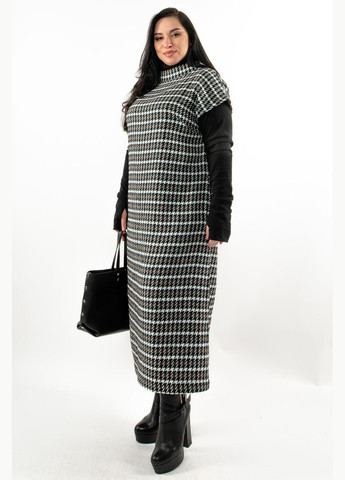 Зелена повсякденний сукня-сарафан міді з жакардової тканини з горловиною-стійкою (пл 3920) RiMari