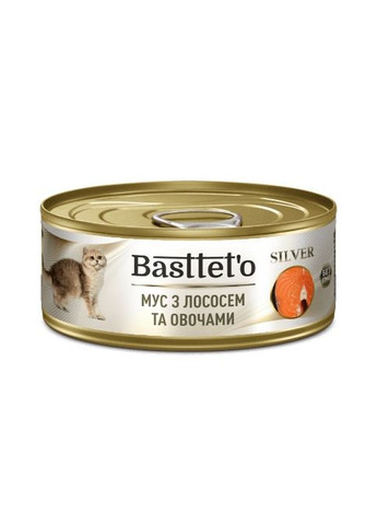 Basttet'o Silver для кошек Мусс с лососем и овощами, жб 85 г Basttet`o (290851505)