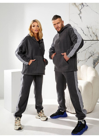 Парні флісові костюми графітового кольору з широкою смужкою з боків (Ціна за один костюм, жіночий) No Brand 037-2 (352710157)