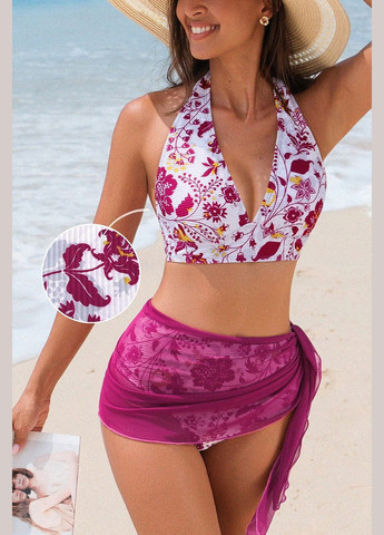 Белый летний купальник (купальный лиф, плавки, парео) CUPSHE