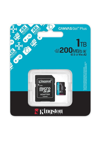 Карта пам`яті MicroSDXC 1TB UHS-I/U3 Class 10 Canvas Go! Plus R200/W160MB/s + SD-адаптер (SDCG4/1TB) Kingston (361311146)