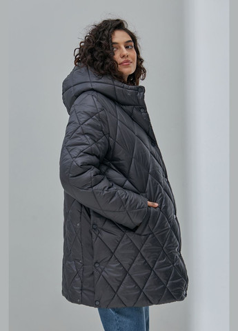 Графитовая теплая куртка для беременных графитового цвета на кнопках Юла мама