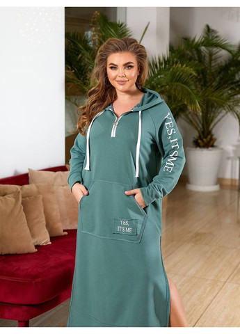 М'ятна спортивна, повсякденний, кежуал жіноча сукня в спортивному стилі Style Point з написами