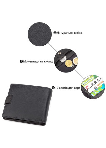 Чоловічий гаманець 18339 (ST138) дуже стильний Чорний st leather (329150786)