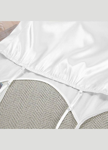 Белый демисезонный женский атласный длинный халат с перьями и шелковистым пеньюаром перинка No Brand Комплект Пірʼїнка