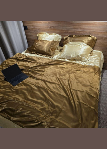 Постільна білизна Атласна Двоспальний 180х210 наволочка 50х70 2шт Золотий (П4К-atlas25-05-02) No Brand (342097406)