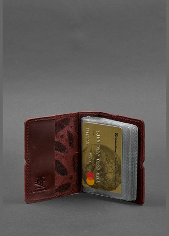 Жіночий шкіряний кард-кейс 7.0 бордовий з пір'ям (A-026158) BlankNote (328444853)