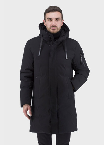 Чорна зимня чоловічий зимовий пуховик з біопуху, спортивний стиль, колір (чорний, ), 37328 Snow Image