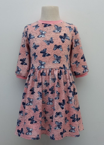 Темно-розовое платье трикотажное синие бабочки на розовом GEX (292313339)