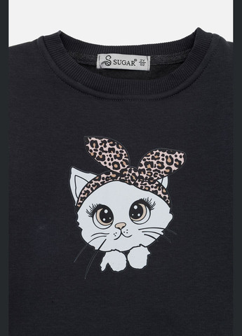 Sugar світшот для дівчинки колір графіт цб-00261389 графітовий футер