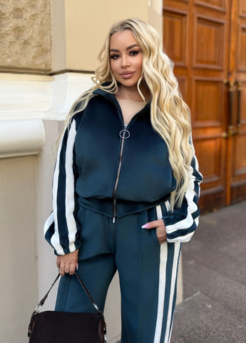 Оверсайз спортивный костюм женский демисезонный из велюра (кофта + штаны) No Brand (361444754)