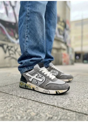 Білі літні кросівки premiata mick grey/white преміата No Brand