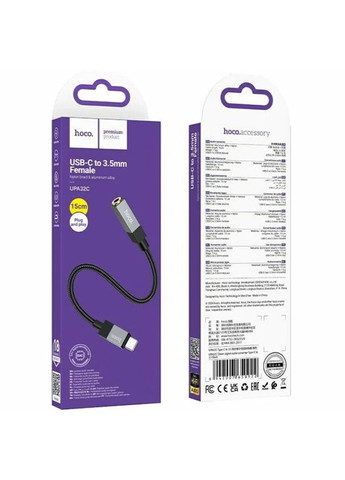 Кабель UPA32C Clever digital audio converter Type-C to 3.5 Black Hoco (359401657)