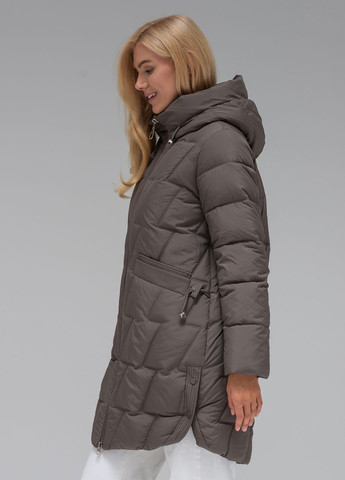 Бежева зимня базова куртка-пальто з капюшоном модель Visdeer 518