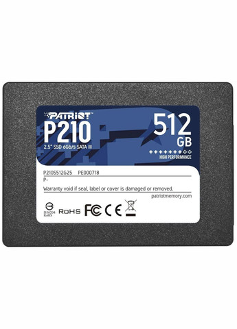 Накопичувач ССД — SSD P210 512 GB 2.5" SATAIII 3D QLC Patriot (292014246)