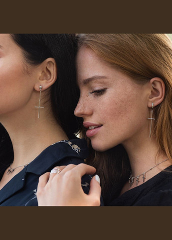 Срібні сережки Хрести 122591 Oniks (266133291)