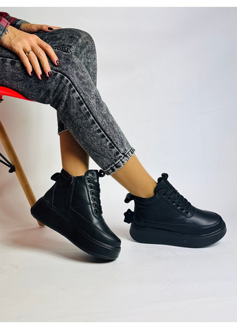 Зимние 228.ш ботинки зимние черные кожаные Hengji