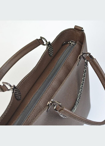 Темно-коричнева шоколадна жіноча шкіряна сумка тоут з ручками формату а4 Serebro (342374871)