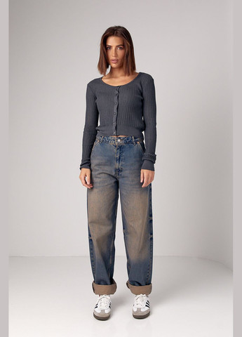 Темно-серый демисезонный кардиган No Brand