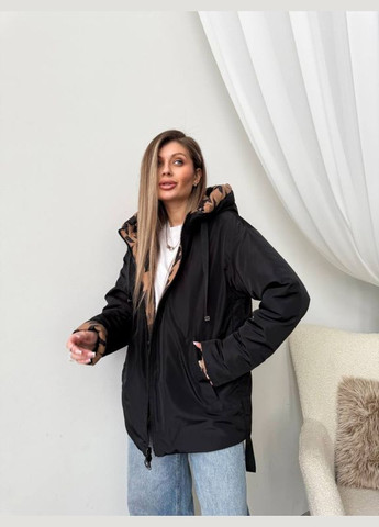 Черная демисезонная демисезона двусторонняя куртка ''айва'' куртка-лайнер, куртка-одеяло, куртка-пиджак, куртка-пальто, куртка-трансформер Mirage