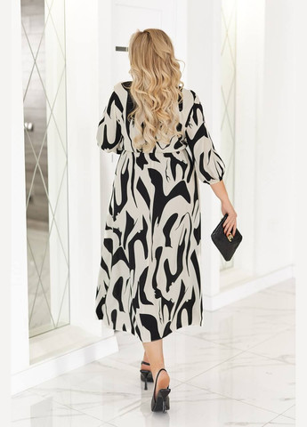 Білий повсякденний, кежуал жіноча сукня а-силует Style Point з абстрактним візерунком