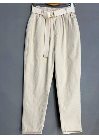 Джинси жіночі A-N 25072 MOM банани талія на резинці з ременем стрейчеві оверсайз молочні No Brand - (327303112)