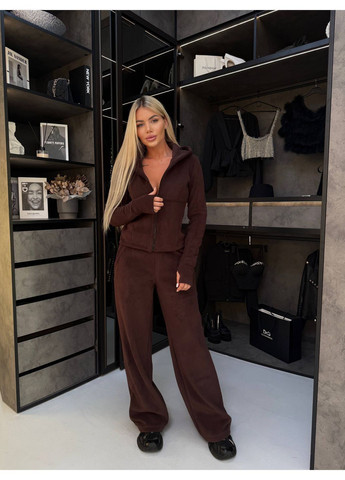 Костюм 1076 фліс плотний штани та кофта з капюшоном та прорізом для пальчика Україна (368876104)