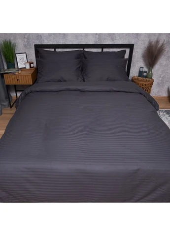 Комплект постільної білизни Satin Stripe «» Сімейний 143х210х2 наволочки 2х70х70 (MS-820008602) Moon&Star Dark Serenity (356114055)