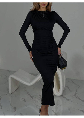 Черное праздничный, повседневный, кэжуал женское приталенное платье силуэтная Avanti однотонное