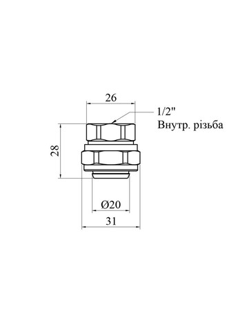 Муфта металопластикова (DN) 20х1/2" РВ нікельована STA (321960774)