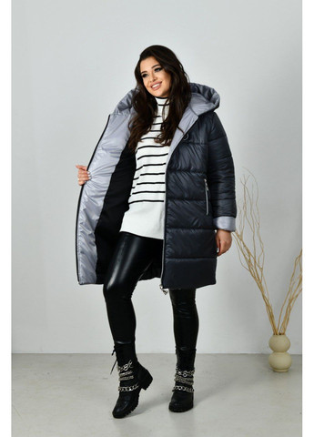 Серое Пальто на змейке. большие размеры Fashion