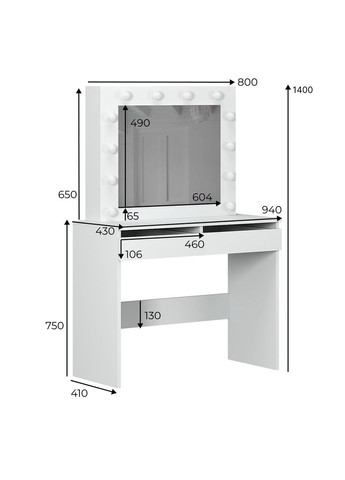 Стіл туалетний Malta 940х430х1400 Дуб крафт золотий/Графіт (TB32120700000) Art In Head (337309067)