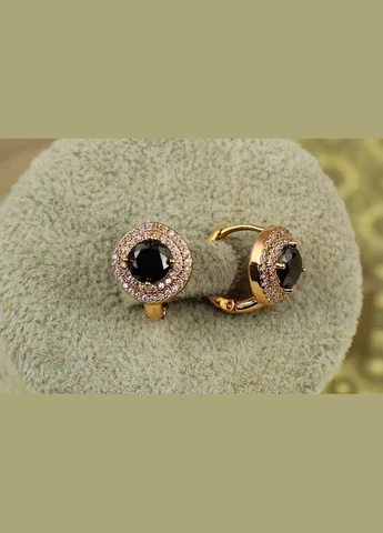 Сережки велика мрія із чорним каменем 1,3 см золотисті Xuping Jewelry (337714738)
