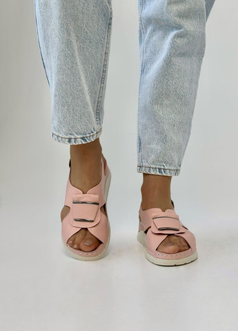 Пудровые босоножки женские кожаные на полную ножку Sherlock Soon