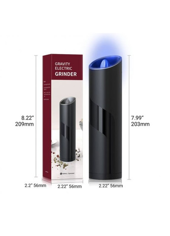 Электрическая мельница для соли и перца черная с прозрачной основой для специй и приправ. ProDobro (365440970)