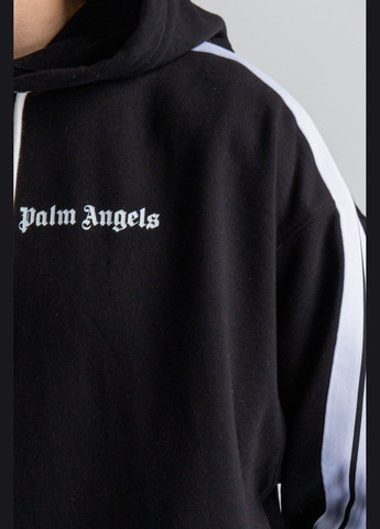 Черный хлопковый худи с лампасами Palm Angels (339604197)