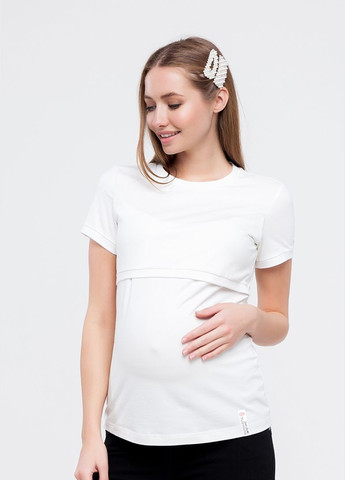 Молочна бавовняна футболка для вагітних та годуючих мам молочна Юла мама