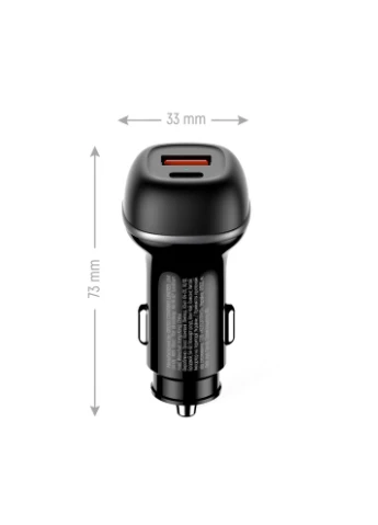 Автомобільний зарядний пристрій 2USB (Type-C PD45W + USB QC3.0 18W) 63W Чорний (CW-CHA067PD-BK) Colorway (396661321)