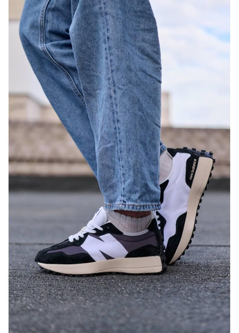 Чорні Осінні кросівки чоловічі new balance 327 black white premium нью беланс 327 No Brand