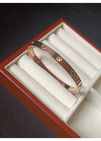 Браслет женский из медицинской стали розовое золото с клевером No Brand (368713790)