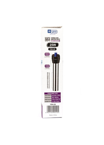 Обогреватель для аквариума YSH-25 металлический 19 см, 25 Вт. Yee (355254404)