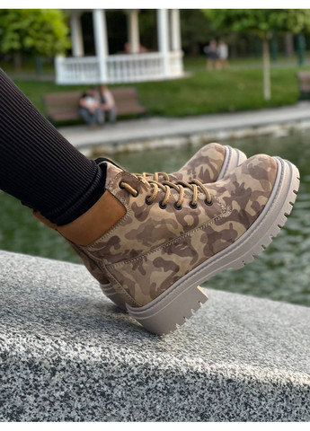 ботинки женские тактический принт зимние нубуки на байке No Brand