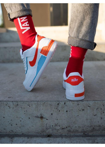 КРОСІВКИ ЖІНОЧІ NIKE AIR FORCE 1 SHADOW WHITE RED BLUE НАЙК АІР ФОРС 1 ПРЕМІУМ No Brand білі демісезони (367170527)