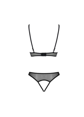 Черный демисезонный комплект из браллета с ажурным лифом и открытыми трусиками christa set open bra s/m black Passion