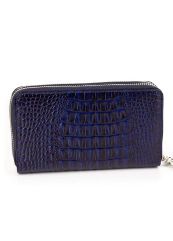 Місткий жіночий шкіряний гаманець клатч 209515-19 синій на дві блискавки Eminsa (266266688)