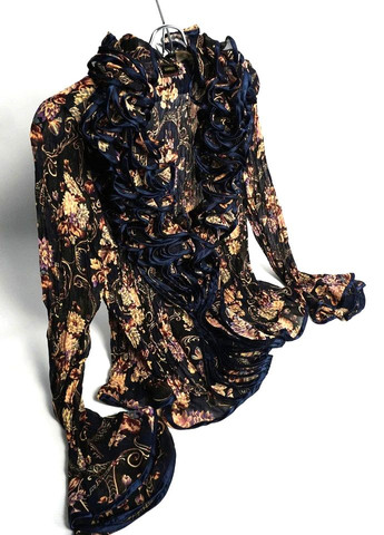 Синіти жіноча шифонова блуза з баскою синій Lowett