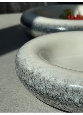 Тарелка "Каменный круг" 1шт. голубого оттенка керамическая в современном дизайне 20.3см OSM (365549079)